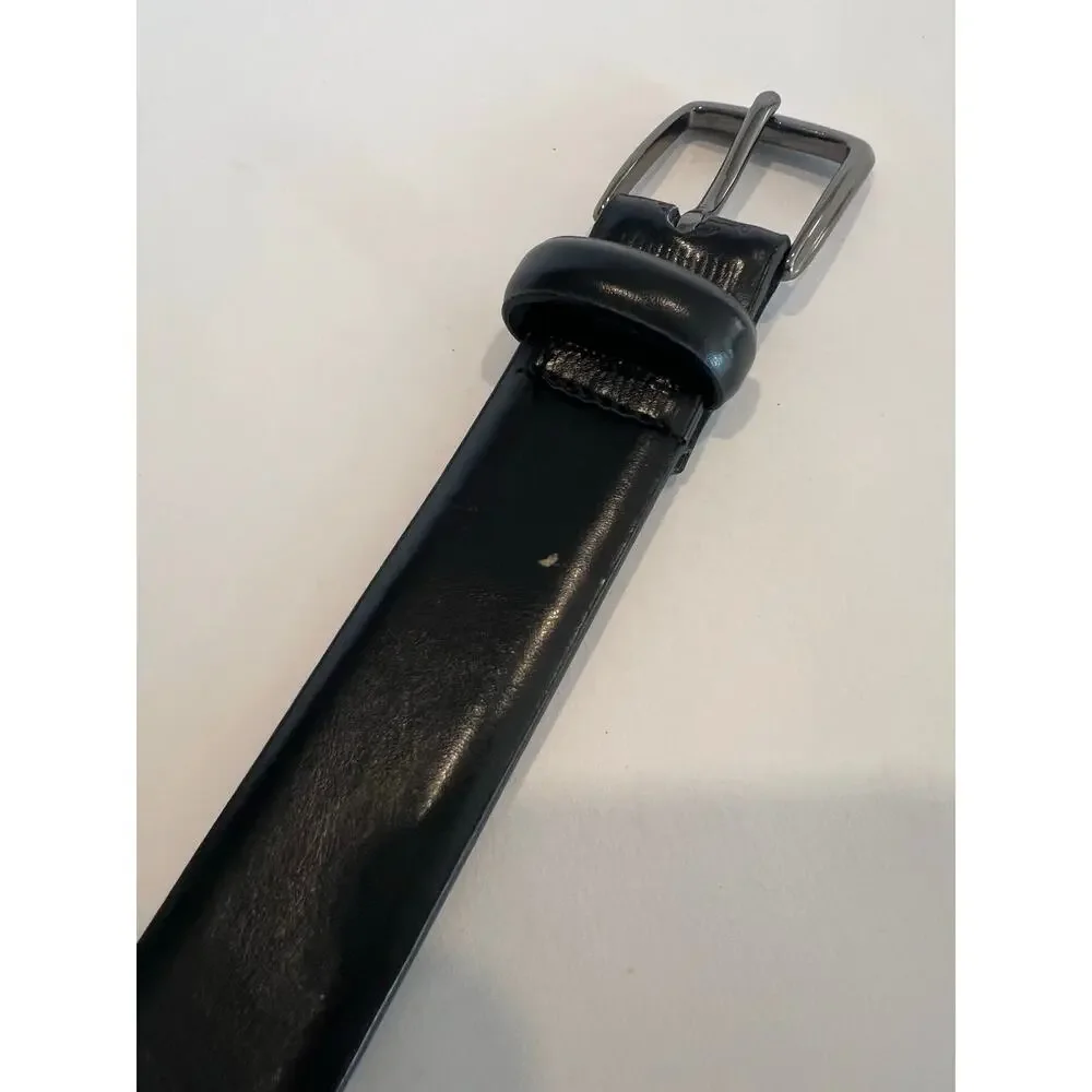Docker's Genuine Leather Black Belt Silver Buckle Size 38 SG